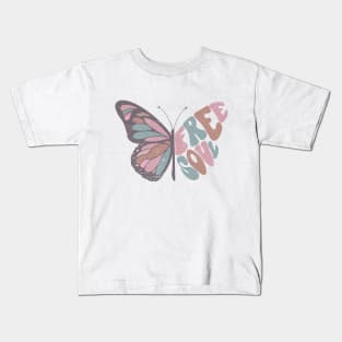 Free Soul Retro Butterfly Word Art Kids T-Shirt